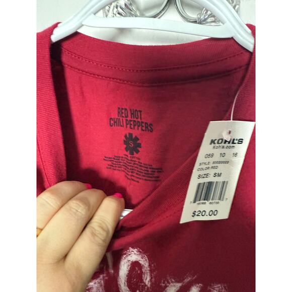 Red Hot Chili Peppers Crewneck Red Graphic Band T-shirt Size Small NEW - Picture 3 of 6